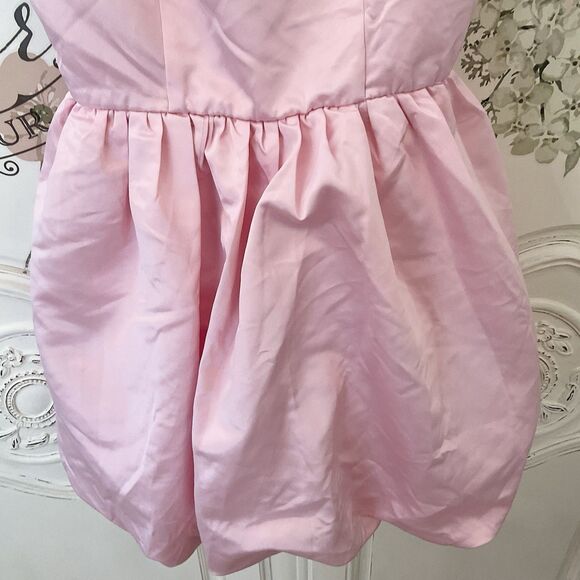 Lulus Regal Cutie Dress Women's XS Light Pink Mini Satin Bubble Hem NWOT - Picture 7 of 12